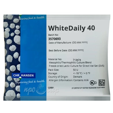 Мезо-термофильная закваска Hansen WhiteDaily 40 (50U)